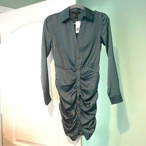 NWT Forever 21 Satin Ruched Dress in Green Size S